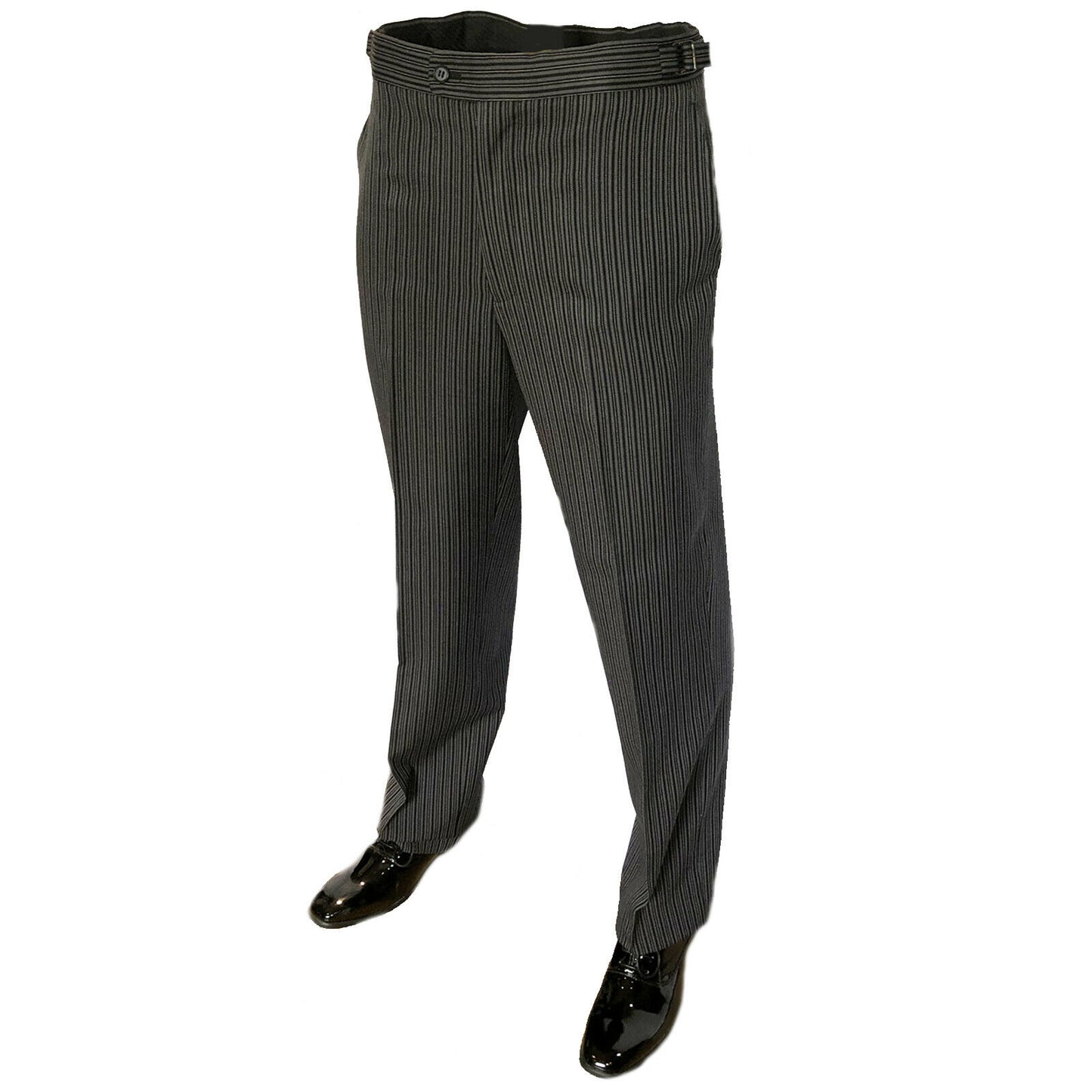 Black Herringbone Three Piece Suit with Pinstripe Trousers Ex Hire